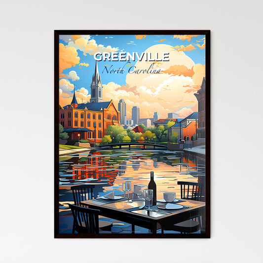 Greenville, North Carolina, A Poster of a table with plates and glasses on it by a river Default Title