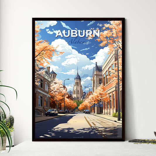 Auburn, Alabama, A Poster of a street with cars and trees in front of a church Default Title
