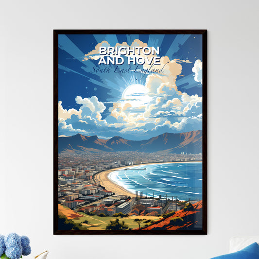 Brighton And Hove, South East England, A Poster of a city and beach with mountains and water Default Title
