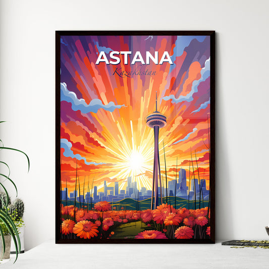 Astana, Kazakhstan, A Poster of a colorful sunset over a city Default Title