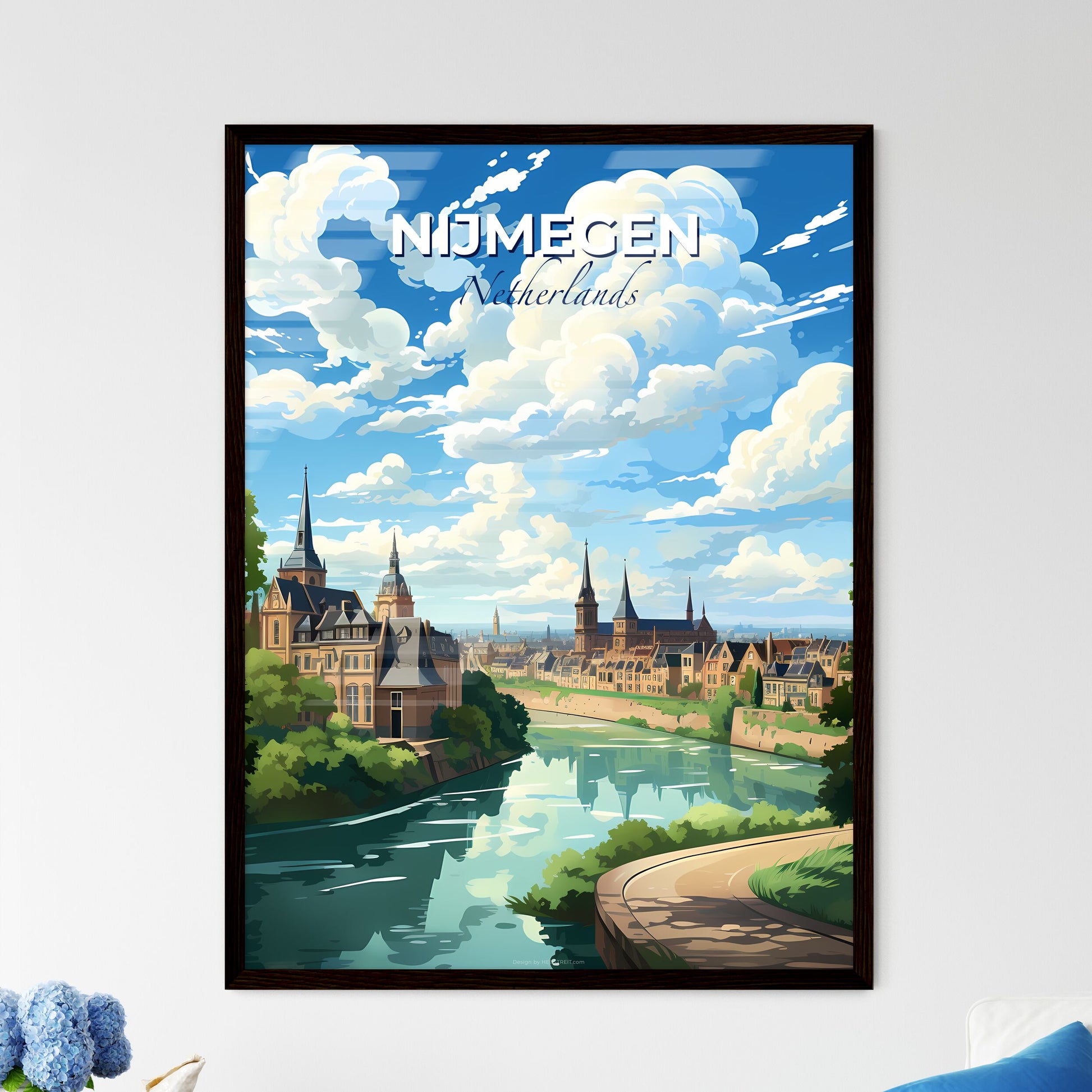 Nijmegen, Netherlands, A Poster of a river running through a city Default Title
