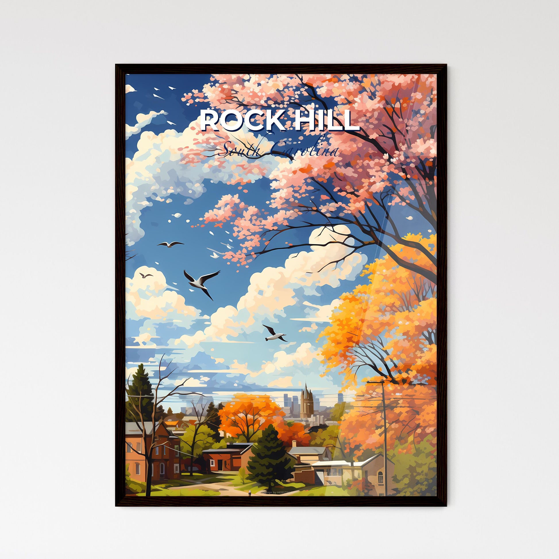 Rock Hill, South Carolina, A Poster of birds flying over trees Default Title