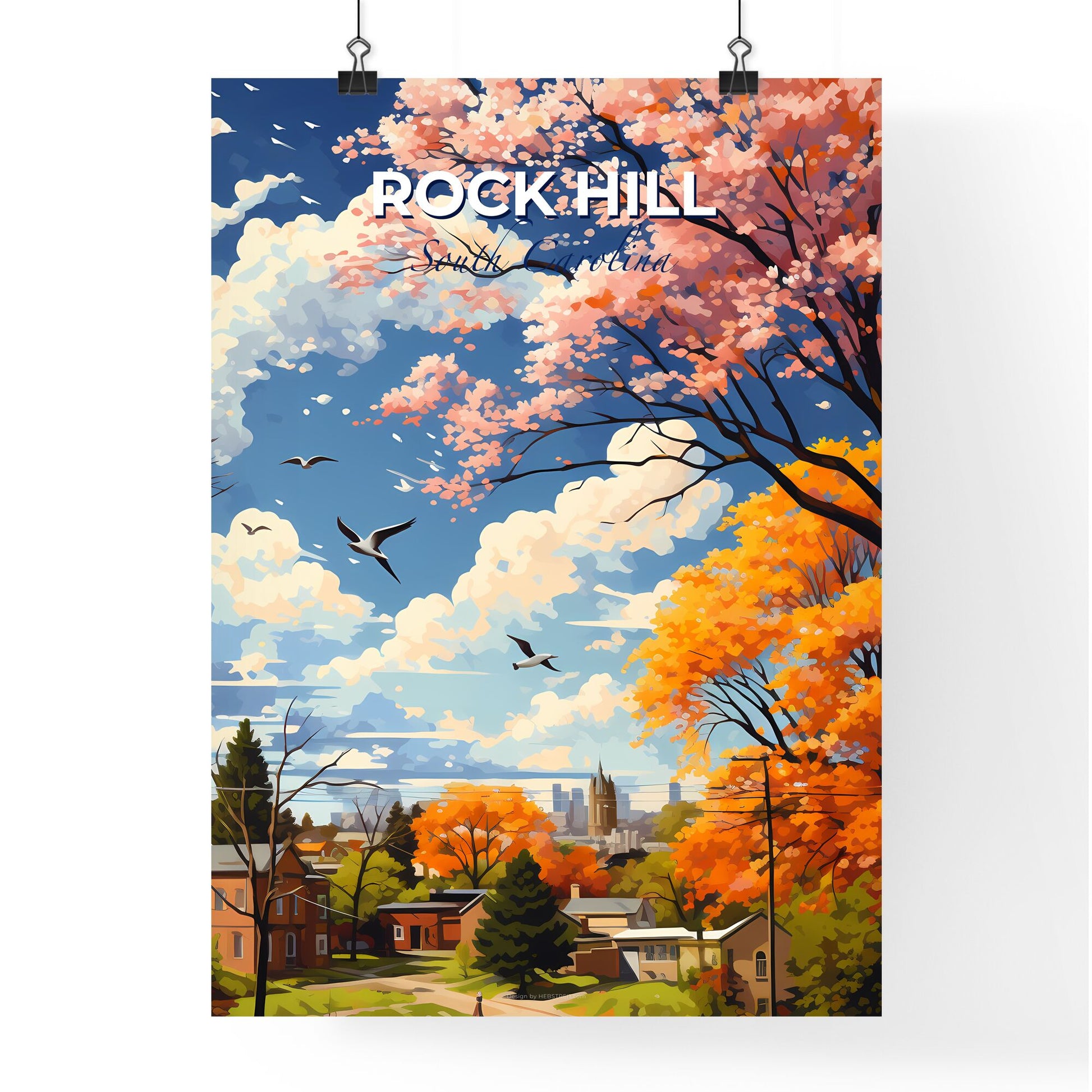 Rock Hill, South Carolina, A Poster of birds flying over trees Default Title