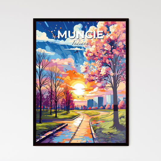 Muncie, Indiana, A Poster of a road with trees and a city in the background Default Title