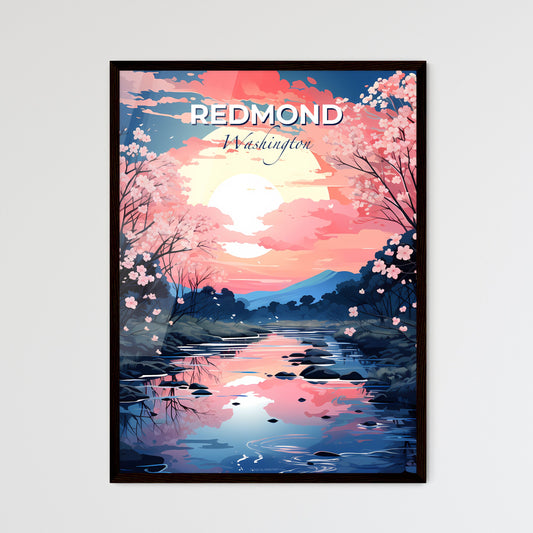 Redmond, Washington, A Poster of a river with pink flowers and trees Default Title