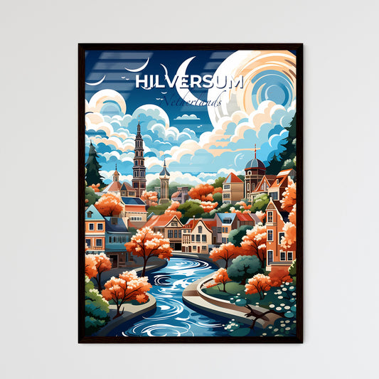 Hilversum, Netherlands, A Poster of a colorful landscape with houses and trees Default Title