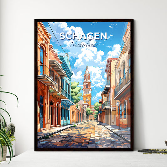 Schagen, Netherlands, A Poster of a street with buildings and a tower Default Title