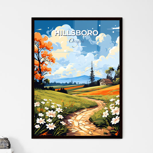 Hillsboro, Oregon, A Poster of a painting of a landscape with a path and flowers Default Title