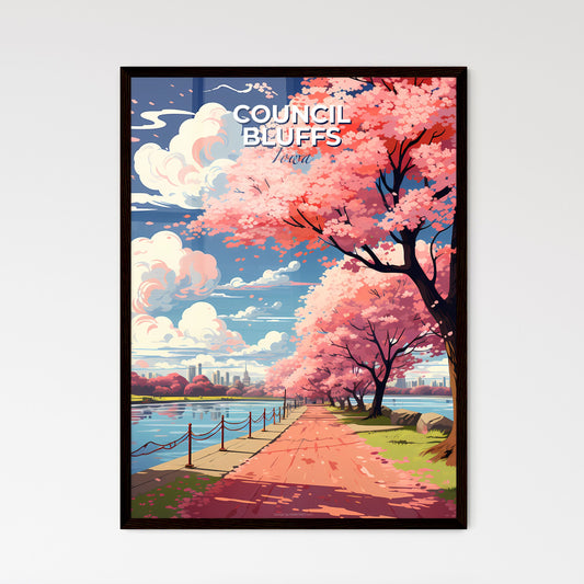 Council Bluffs, Iowa, A Poster of a path with pink trees and a body of water Default Title