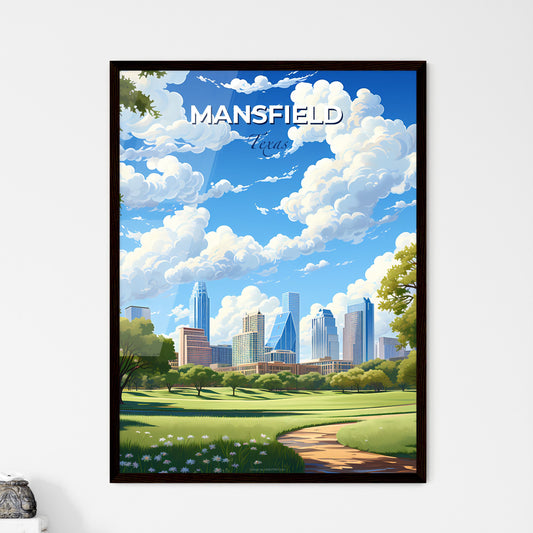 Mansfield, Texas, A Poster of a park with trees and a city in the background Default Title