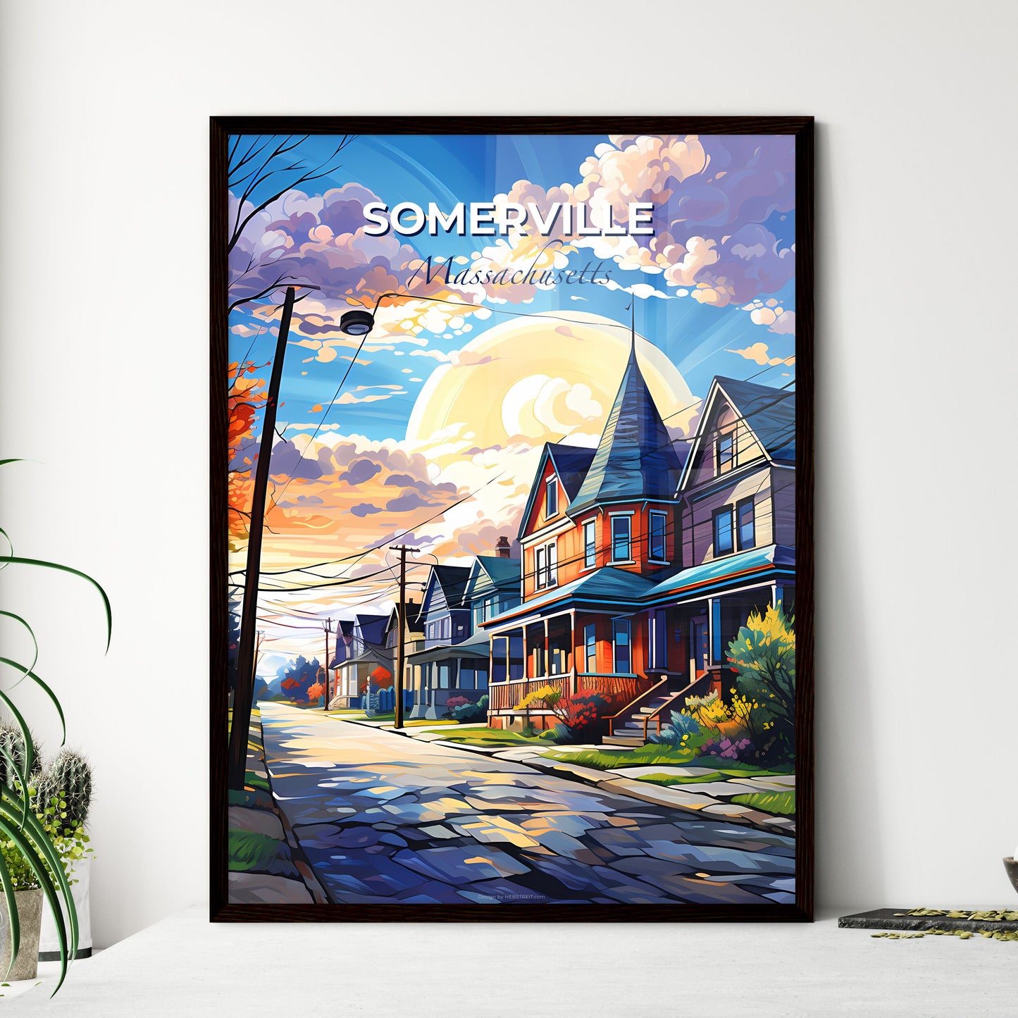 Somerville, Massachusetts, A Poster of a street with houses and trees Default Title