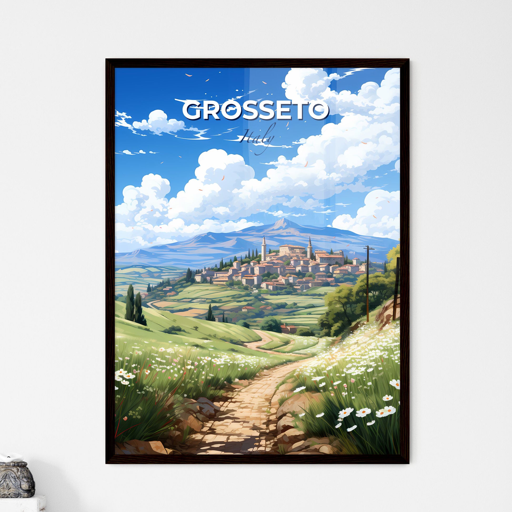 Grosseto, Italy, A Poster of a dirt road leading to a town Default Title
