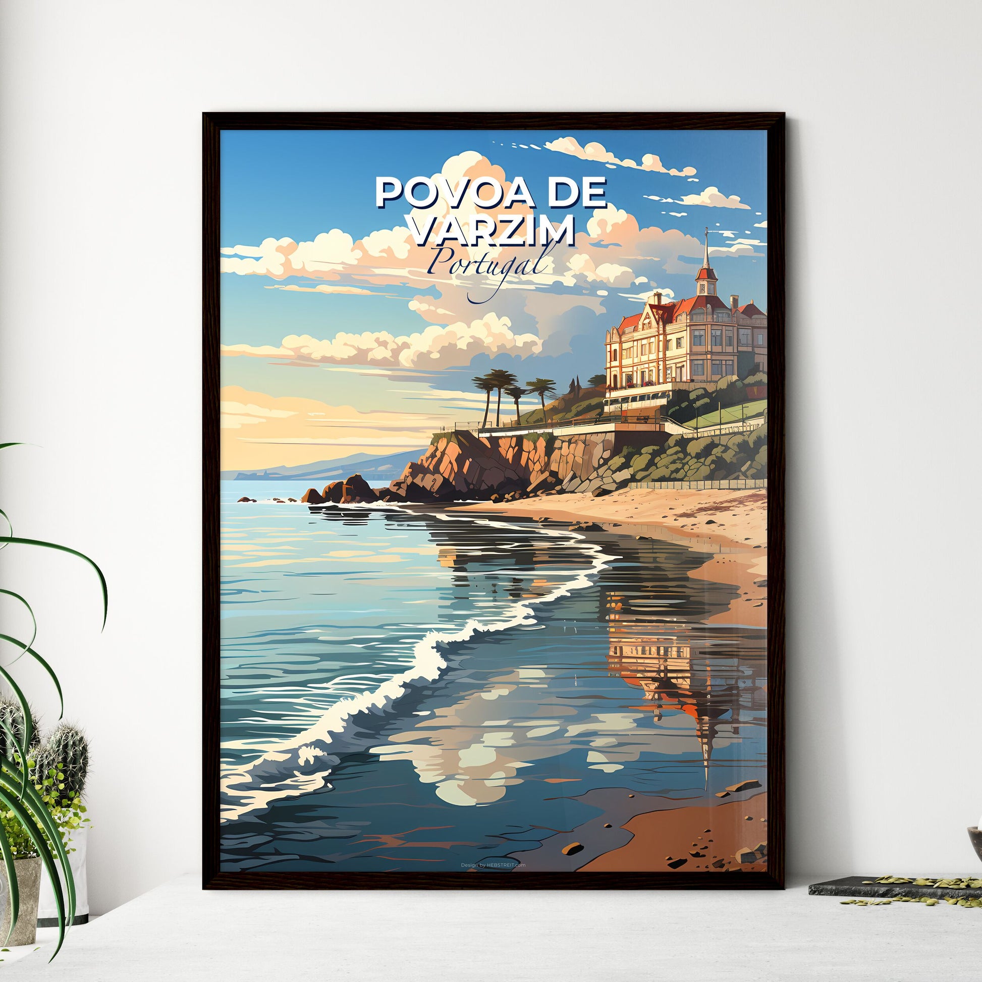 Povoa De Varzim, Portugal, A Poster of a building on a cliff by the water Default Title