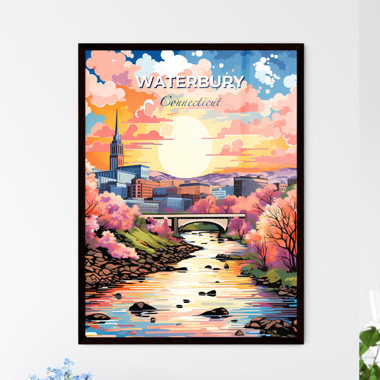 Waterbury, Connecticut, A Poster of a river with a bridge and trees in the background Default Title