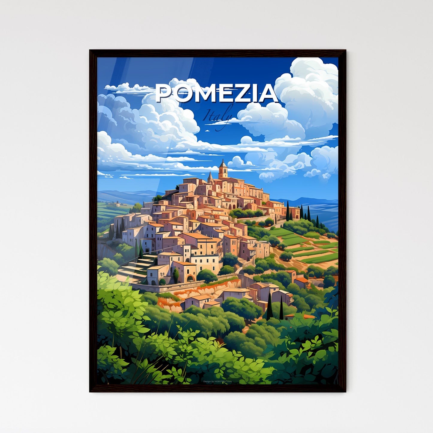 Pomezia, Italy, A Poster of a large town on a hill Default Title