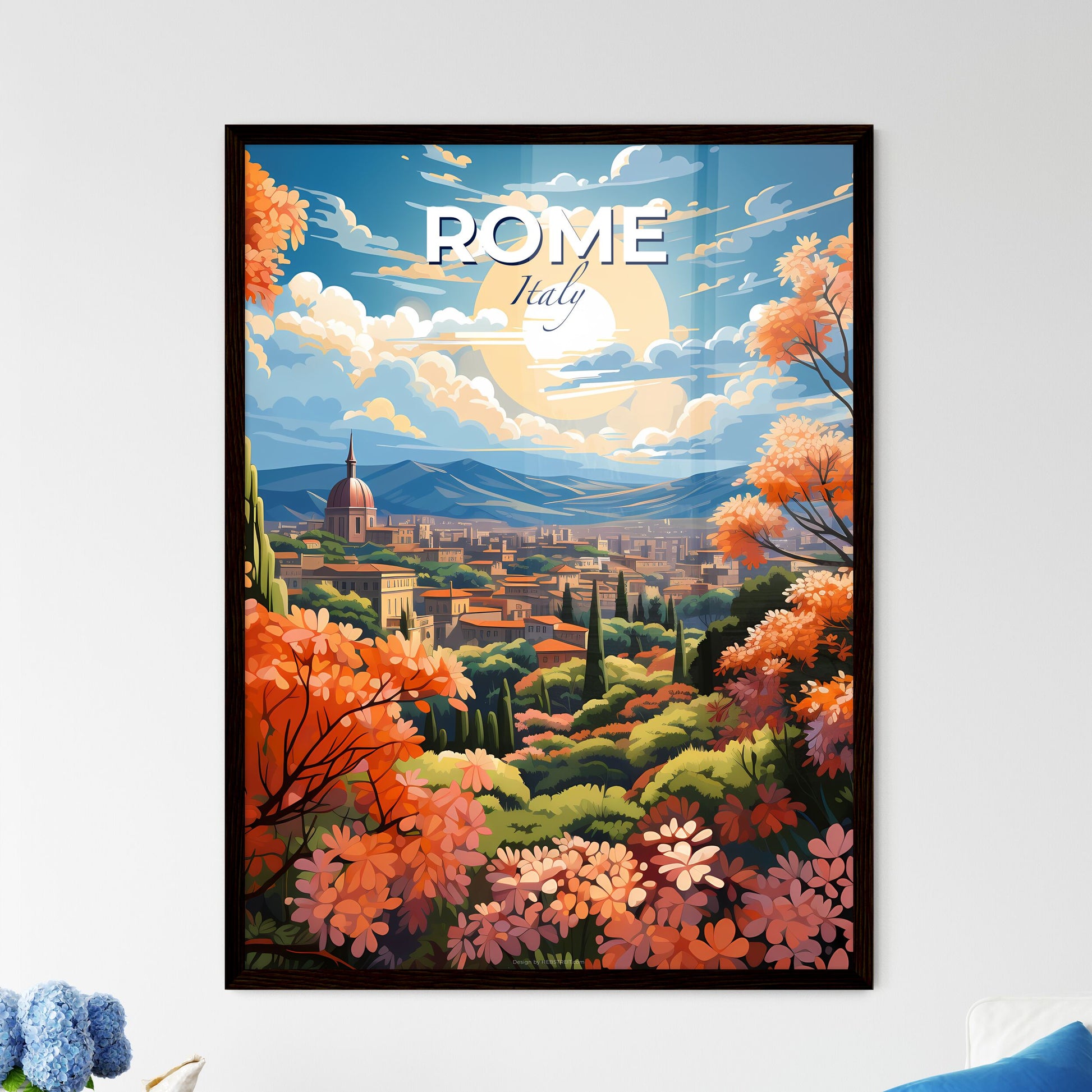 Rome, Italy, A Poster of a landscape with trees and buildings Default Title