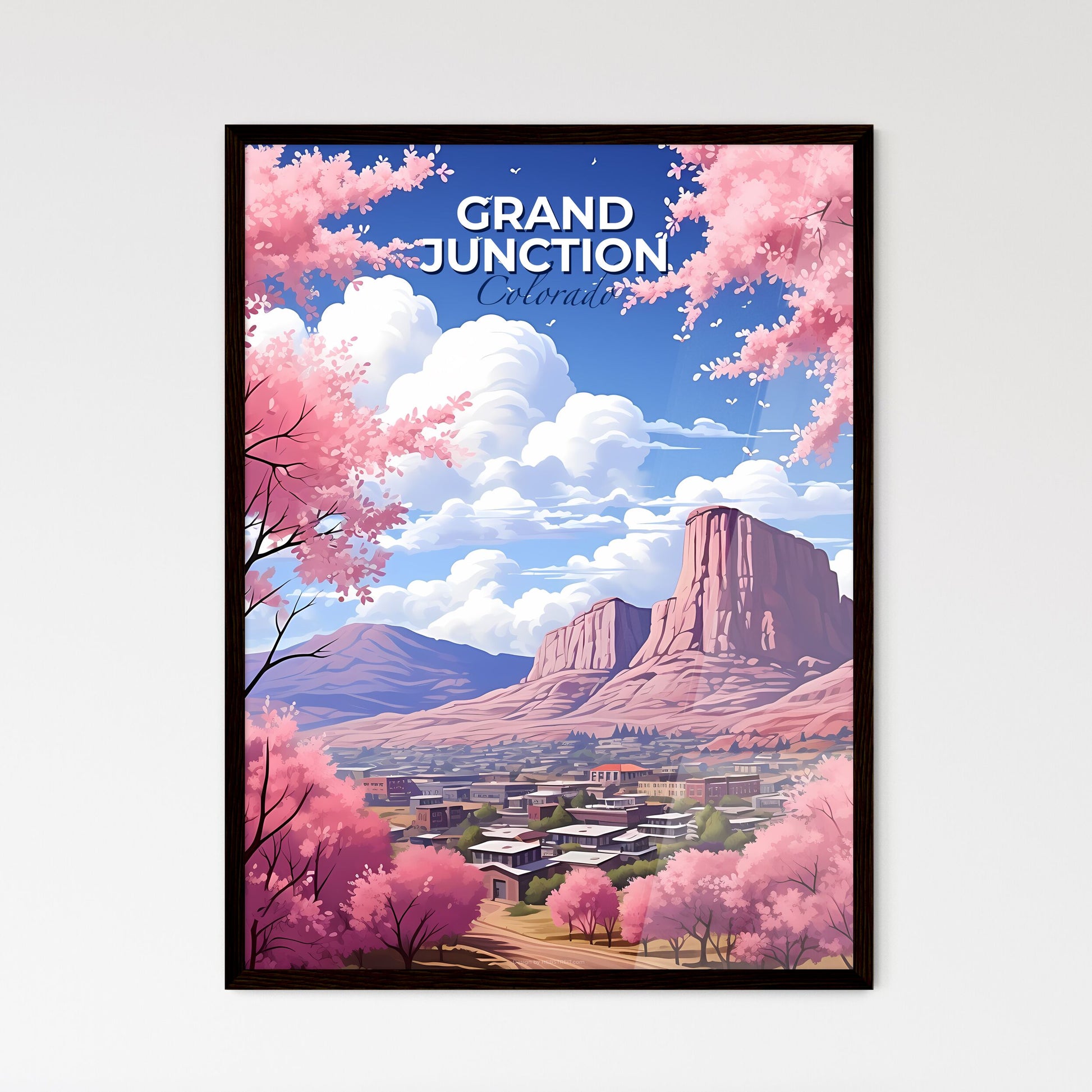 Grand Junction, Colorado, A Poster of a landscape with pink trees and mountains Default Title