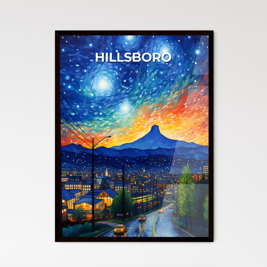 Hillsboro, Oregon, A Poster of a painting of a city at night Default Title