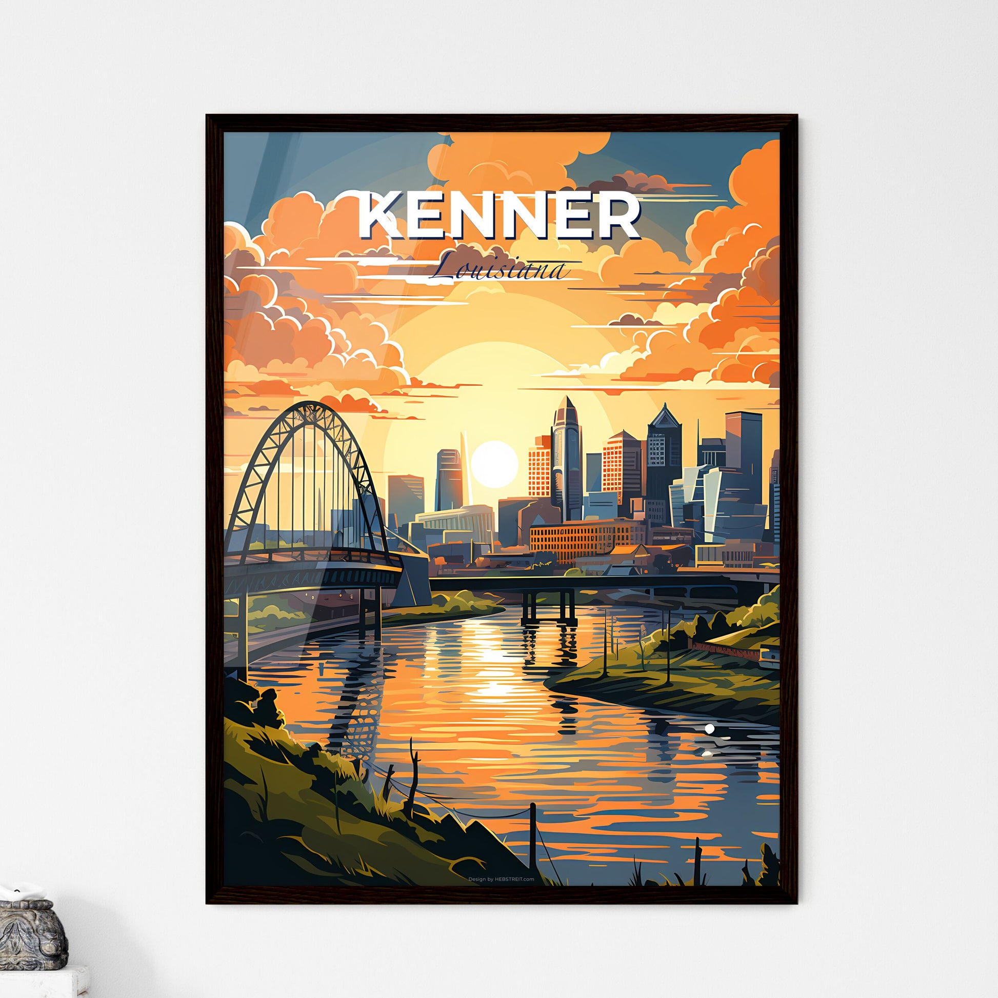 Kenner, Louisiana, A Poster of a bridge over a river with a city in the background Default Title