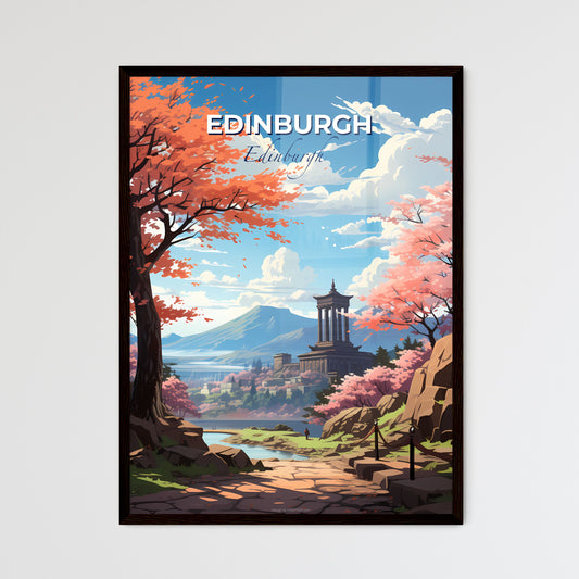 Edinburgh, Edinburgh, A Poster of a landscape with a river and trees and a building Default Title