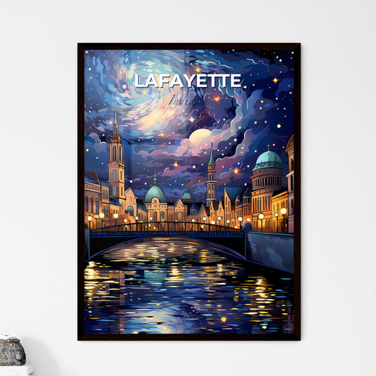 Lafayette, Indiana, A Poster of a bridge over a river with buildings and a starry sky Default Title