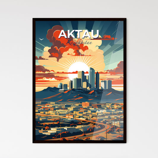 Aktau, Kazakhstan, A Poster of a city with mountains and clouds in the sky Default Title