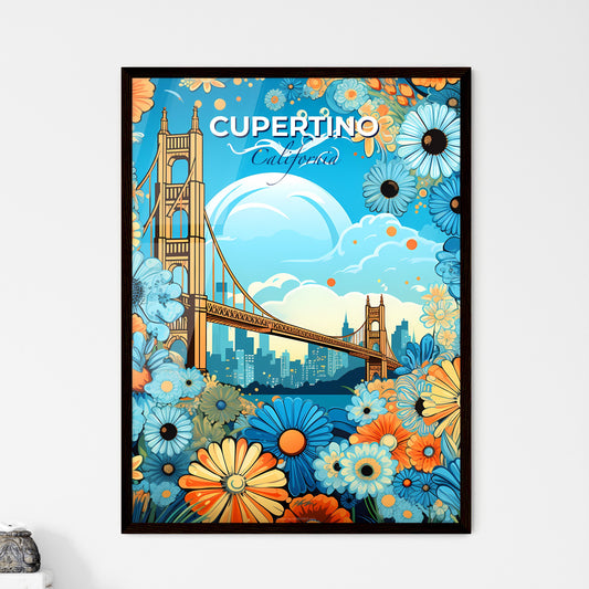 Cupertino, California, A Poster of a bridge and flowers in a frame Default Title