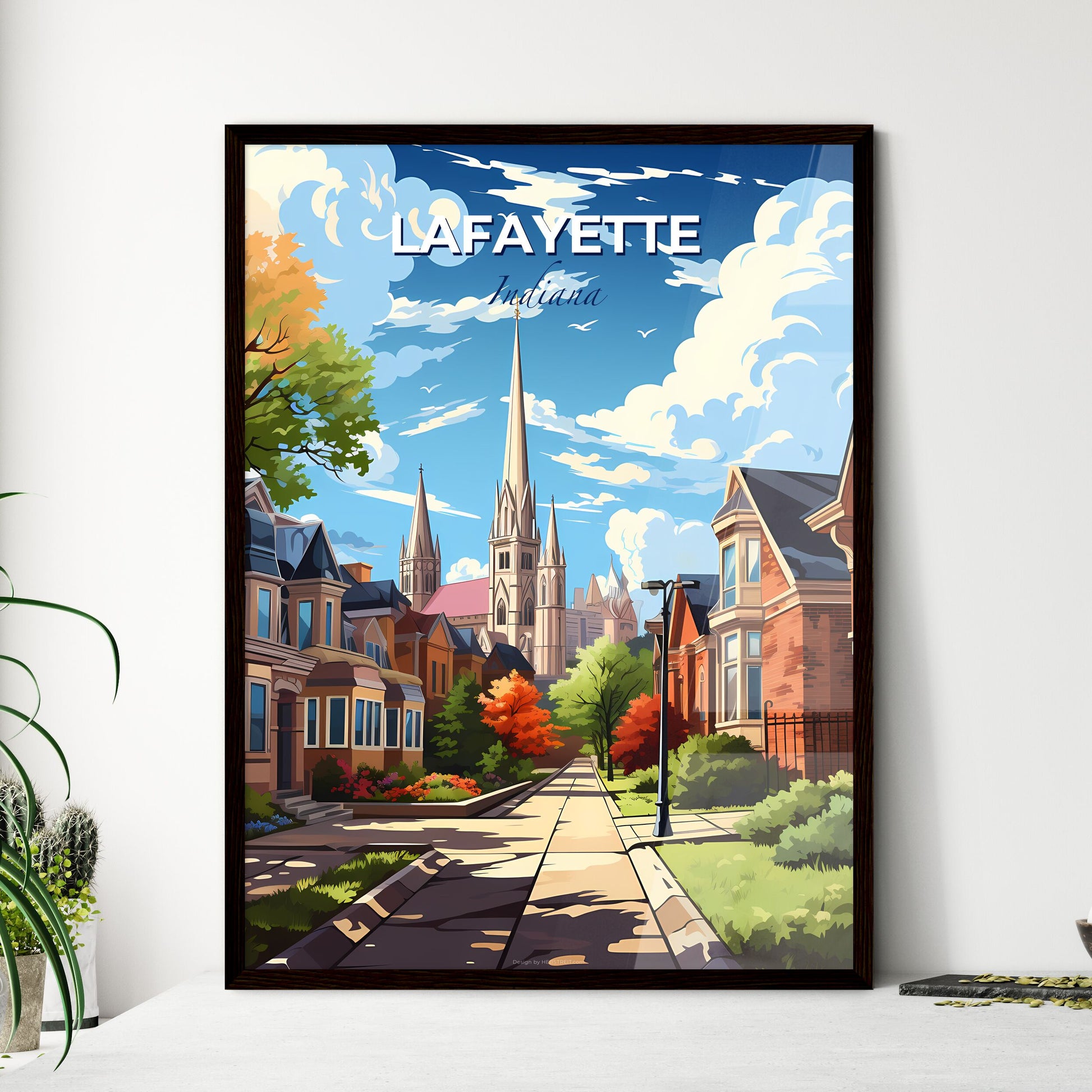 Lafayette, Indiana, A Poster of a street with a church in the background Default Title