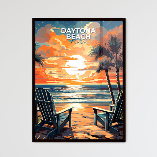 Daytona Beach, Florida, A Poster of a beach with palm trees and chairs Default Title