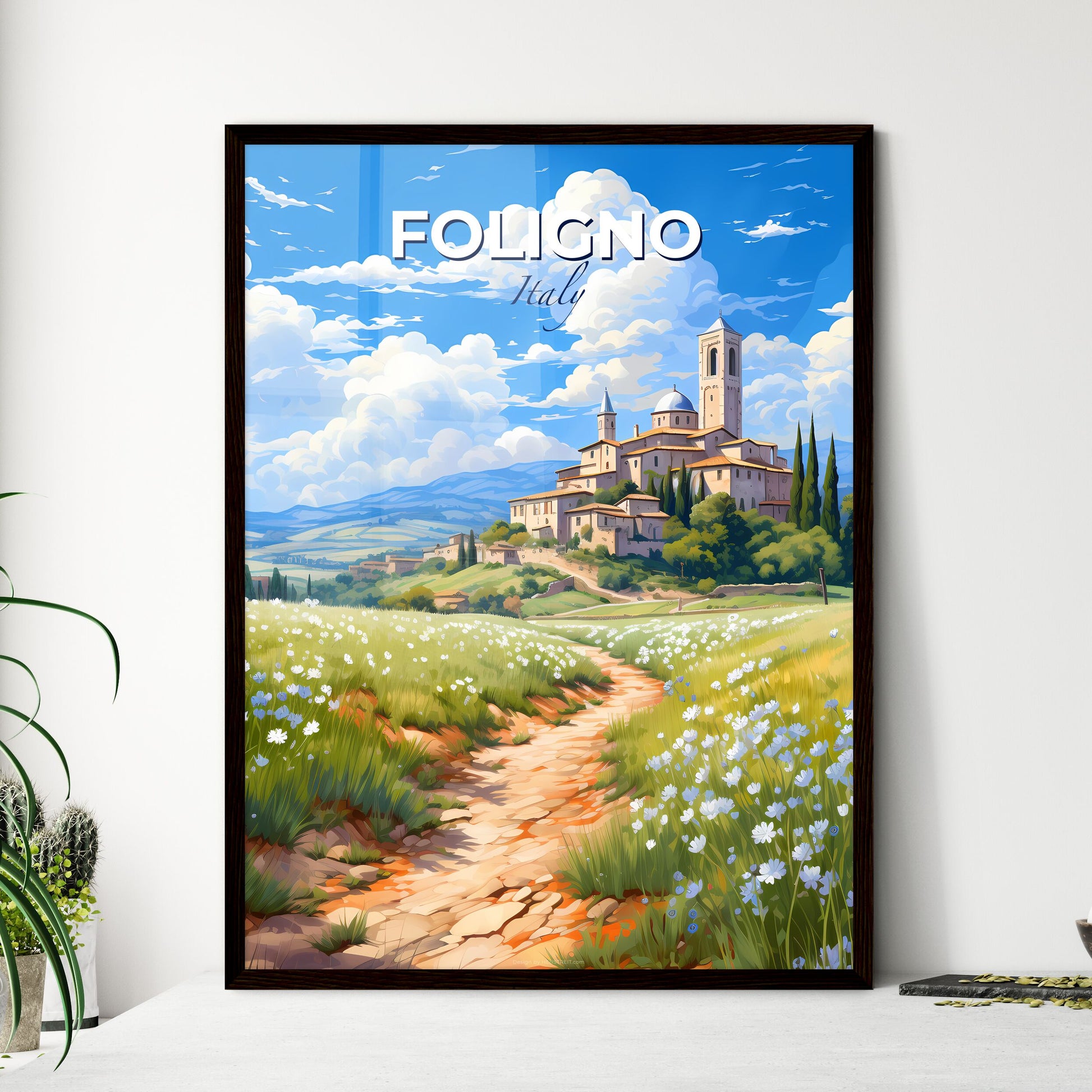 Foligno, Italy, A Poster of a dirt path leading to a large building Default Title