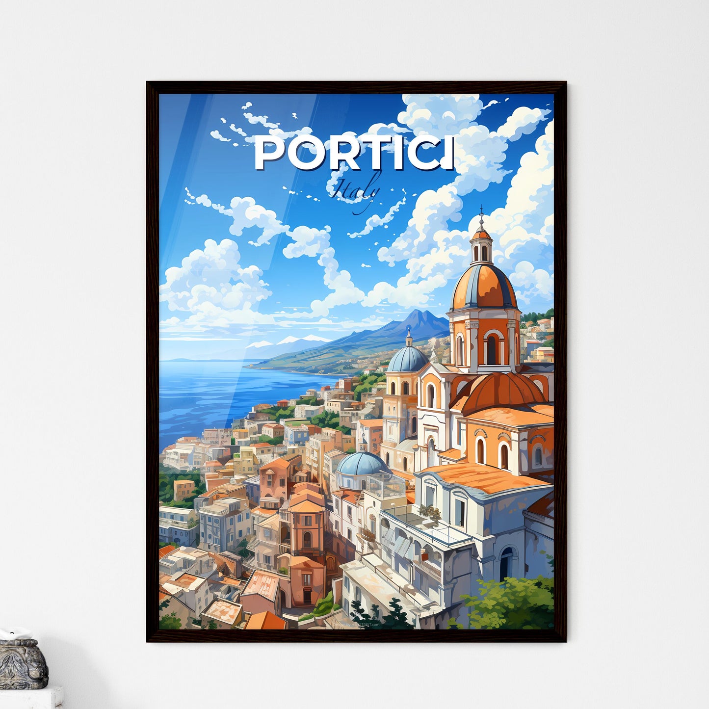 Portici, Italy, A Poster of a city by the water Default Title