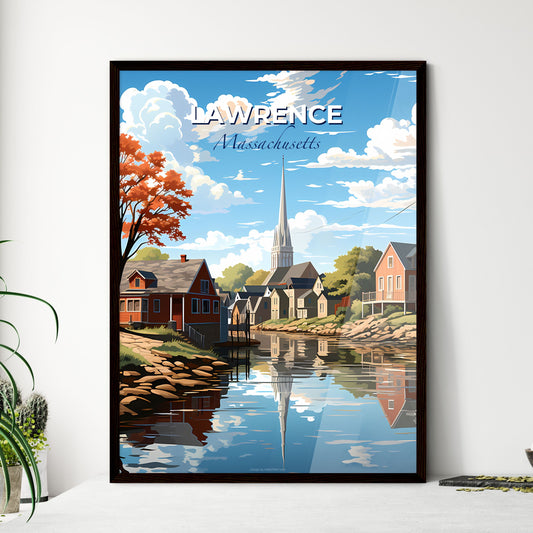 Lawrence, Massachusetts, A Poster of a painting of a river with houses and trees Default Title
