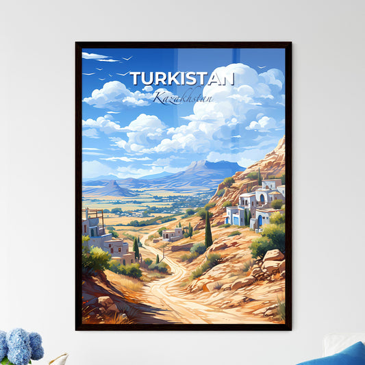 Turkistan, Kazakhstan, A Poster of a landscape with a road and buildings Default Title