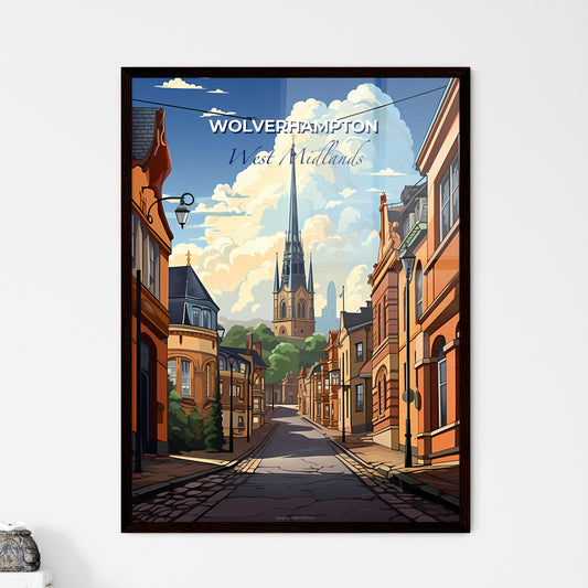 Wolverhampton, West Midlands, A Poster of a street with buildings and a tall tower Default Title