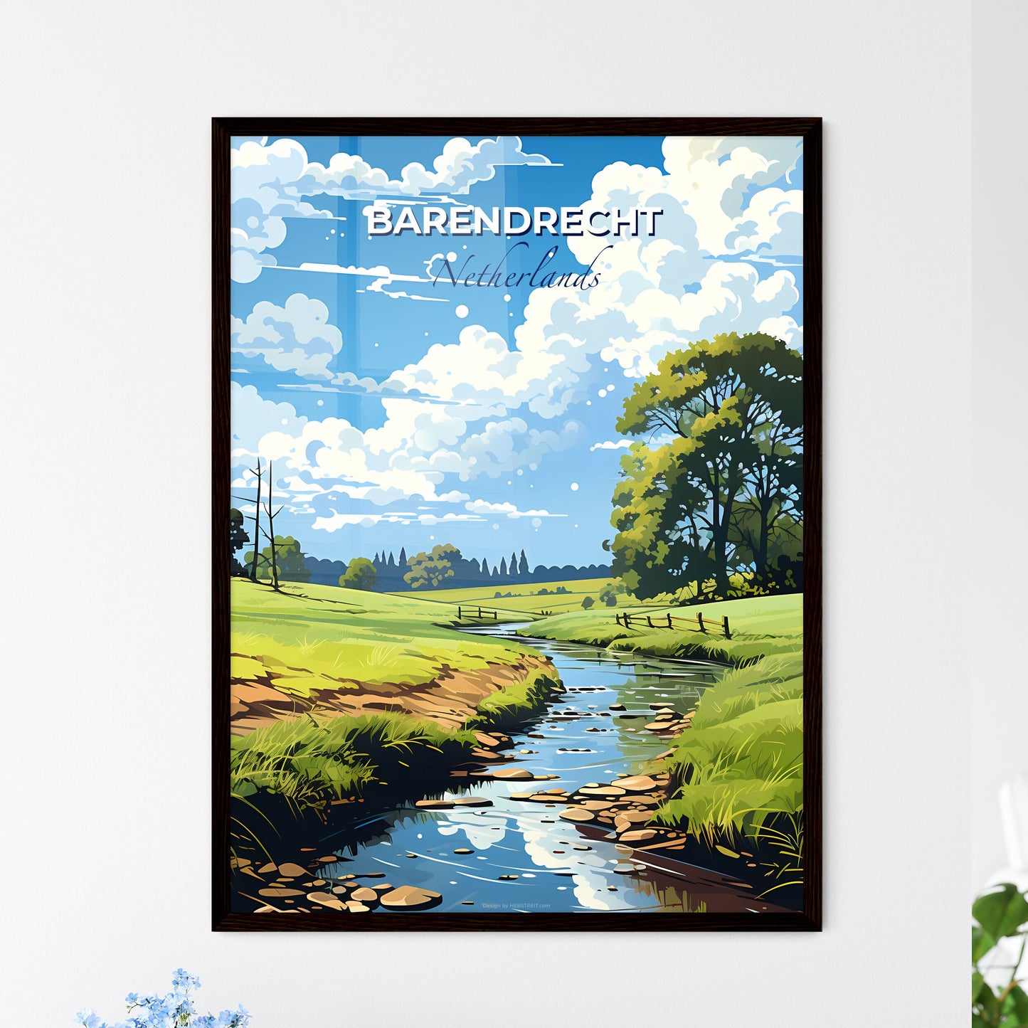 Barendrecht, Netherlands, A Poster of a stream running through a grassy field Default Title