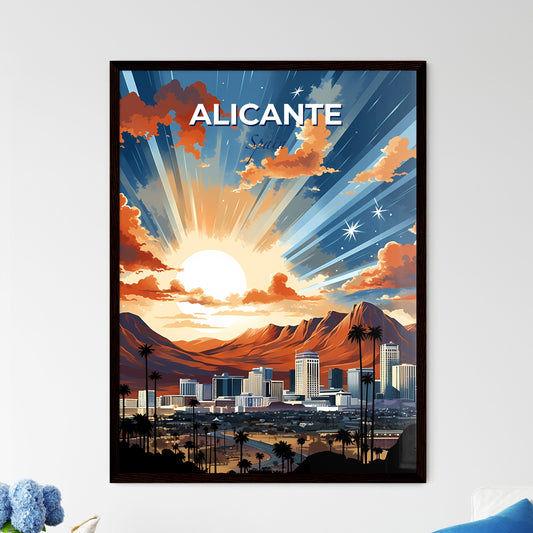 Alicante, Spain, A Poster of a sun shining through clouds over a city Default Title