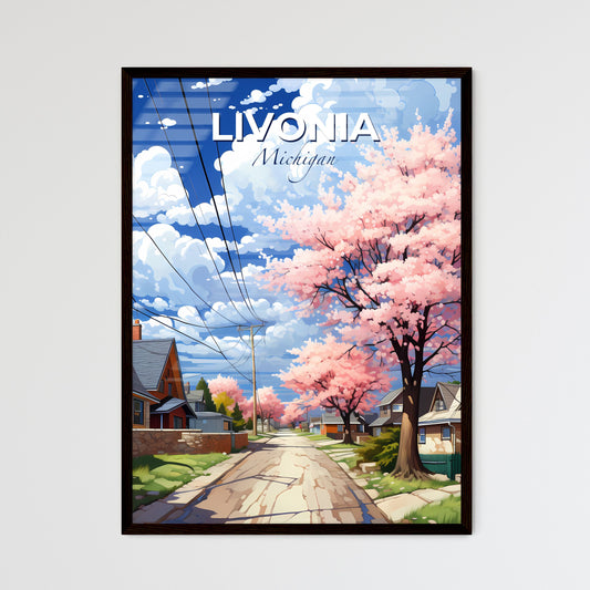 Livonia, Michigan, A Poster of a street with pink trees and houses Default Title