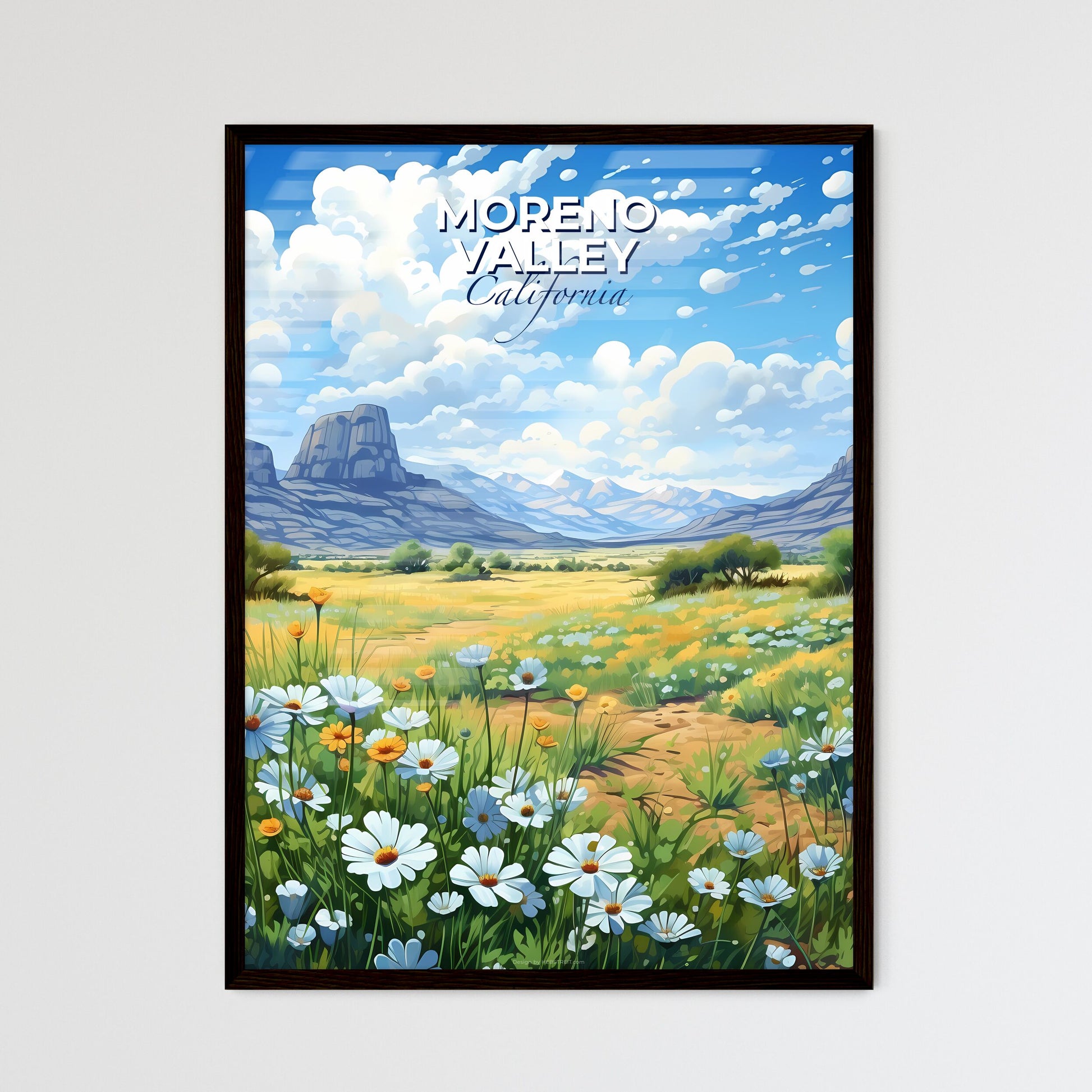 Moreno Valley, California, A Poster of a field of flowers with mountains in the background Default Title