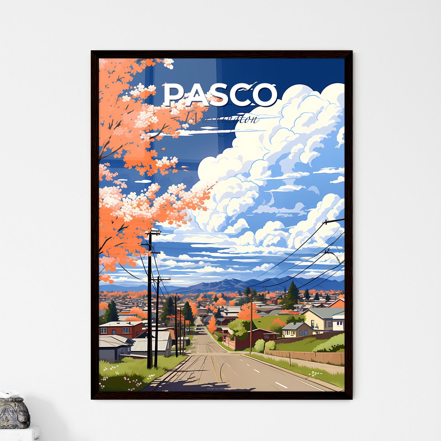 Pasco, Washington, A Poster of a street with houses and power lines Default Title