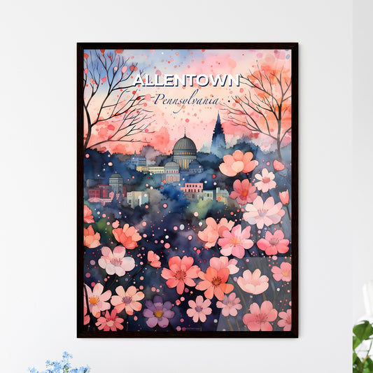 Allentown, Pennsylvania, A Poster of a painting of a city with pink flowers Default Title