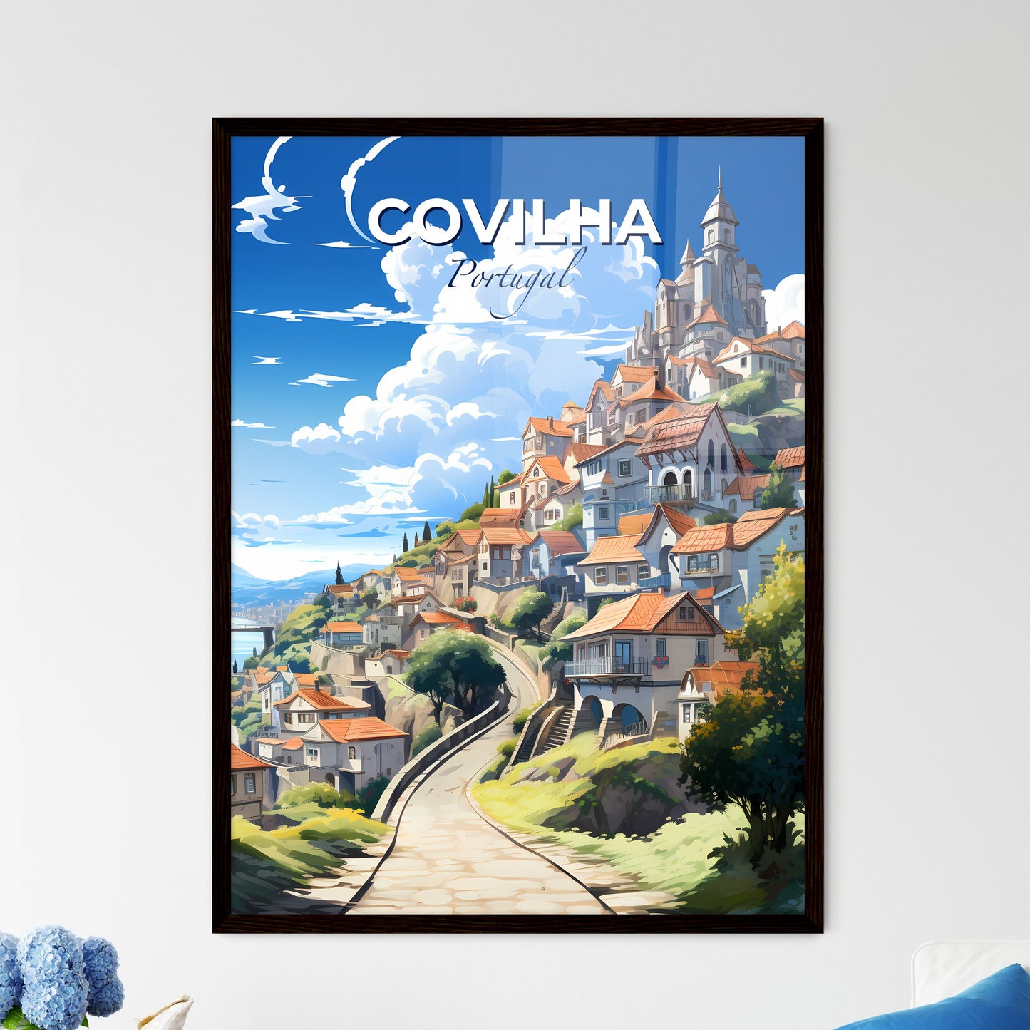 Covilha, Portugal, A Poster of a city on a hill Default Title