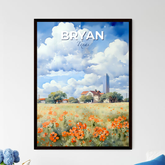 Bryan, Texas, A Poster of a field of flowers with buildings in the background Default Title