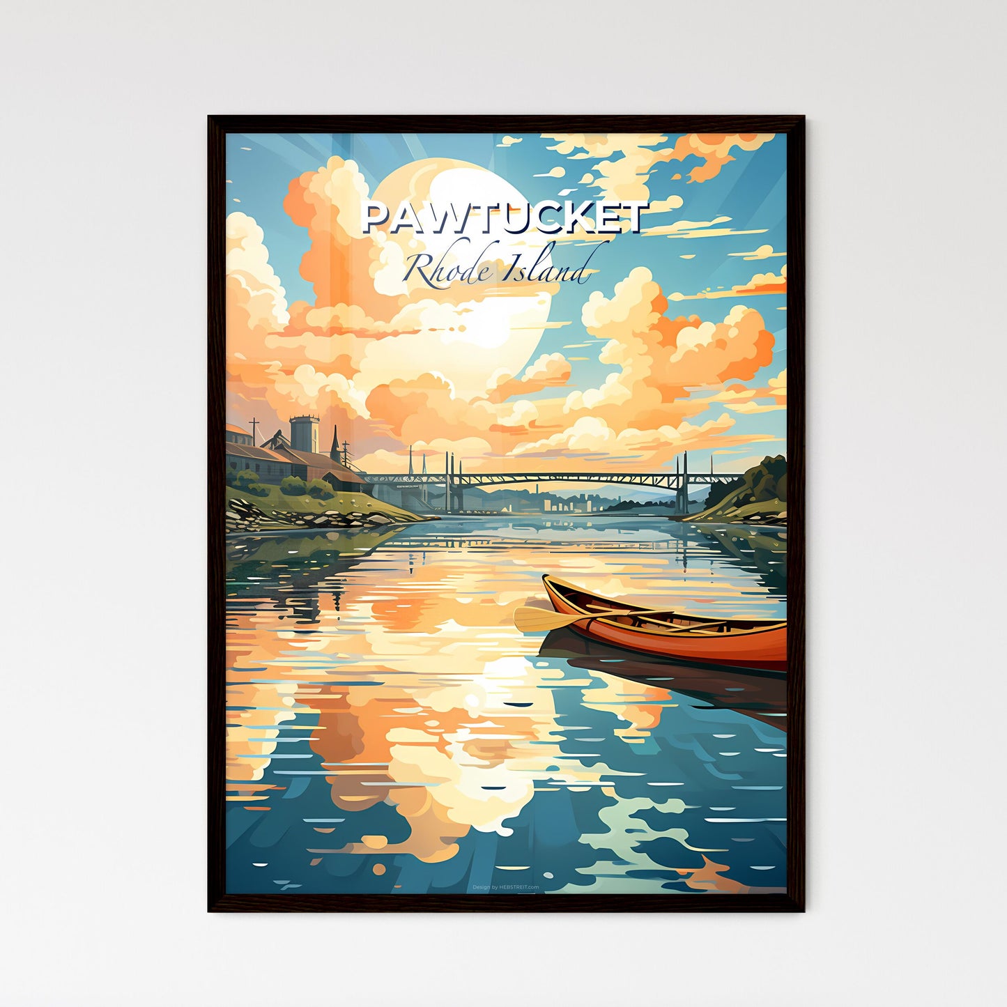 Pawtucket, Rhode Island, A Poster of a painting of a boat on a river Default Title