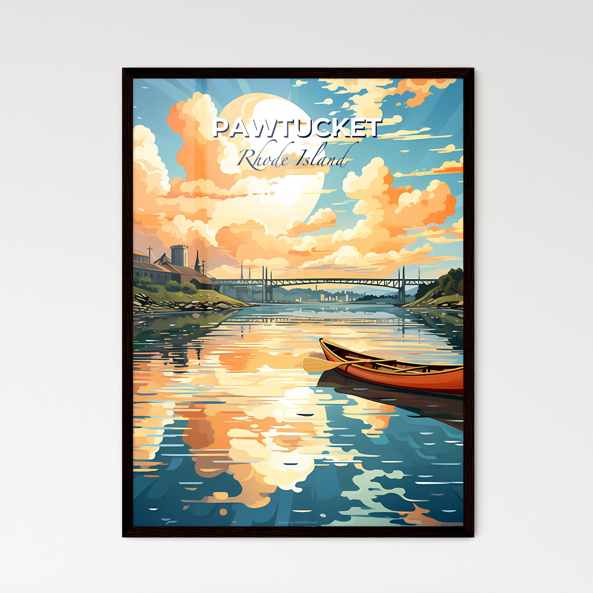 Pawtucket, Rhode Island, A Poster of a painting of a boat on a river Default Title