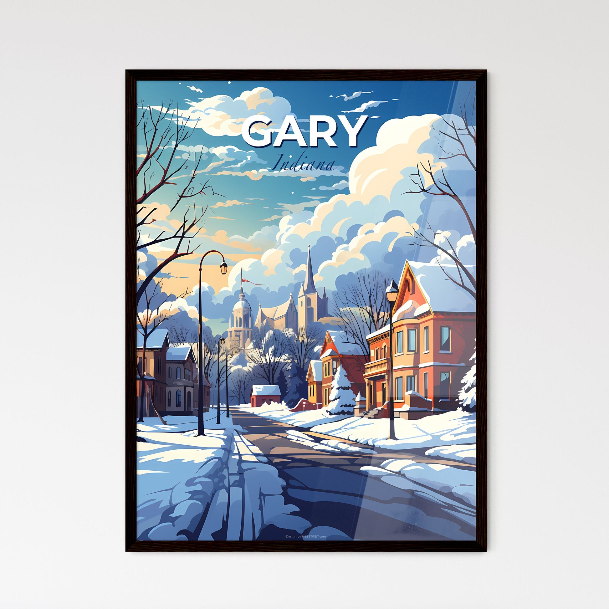 Gary, Indiana, A Poster of a snowy street with houses and trees Default Title