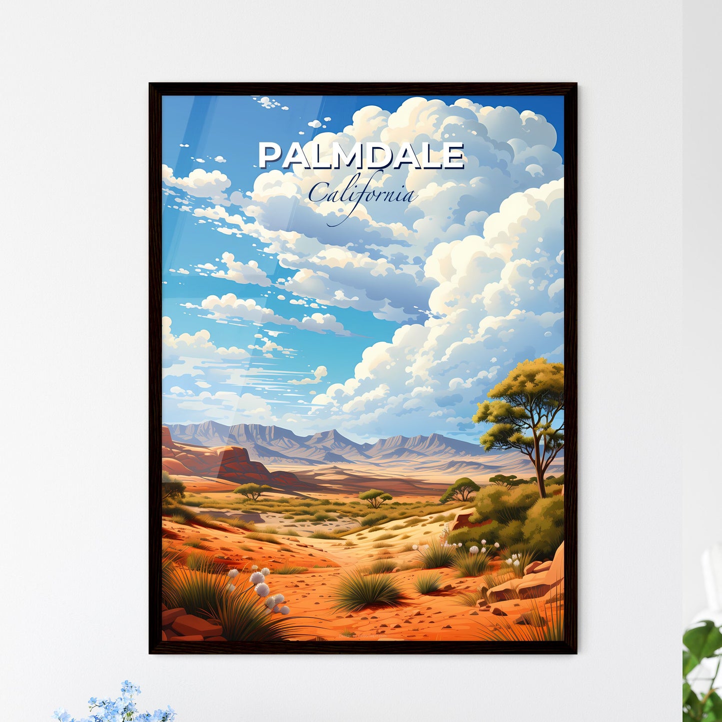 Palmdale, California, A Poster of a landscape with mountains and trees Default Title