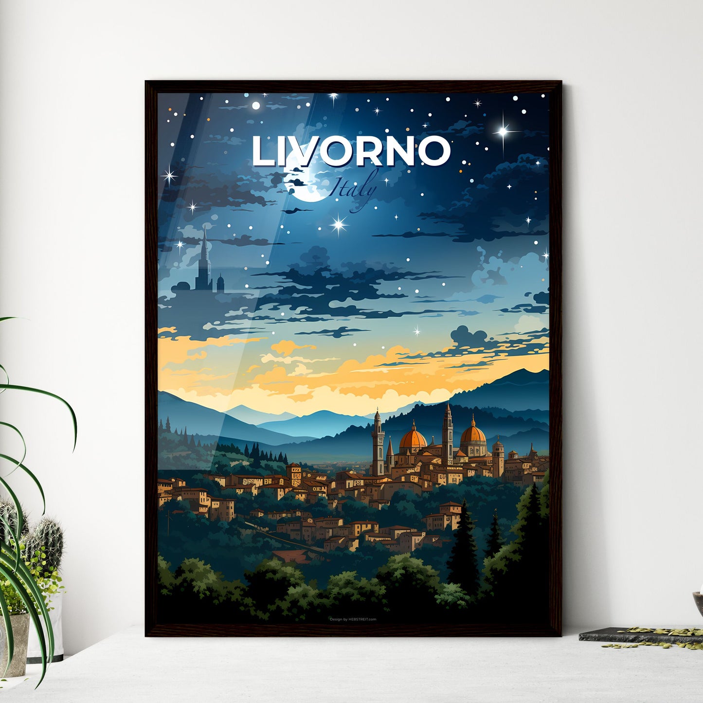 Livorno, Italy, A Poster of a city in the mountains Default Title
