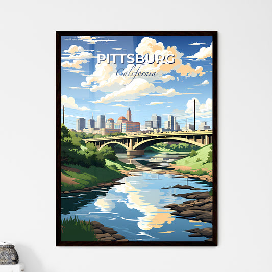 Pittsburg, California, A Poster of a bridge over a river with trees and a city in the background Default Title