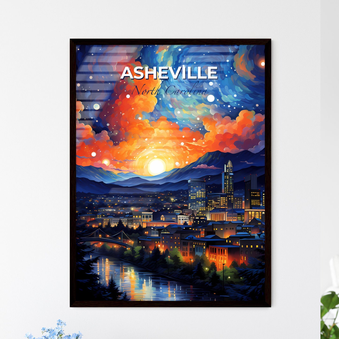 Asheville, North Carolina, A Poster of a colorful sky over a city Default Title