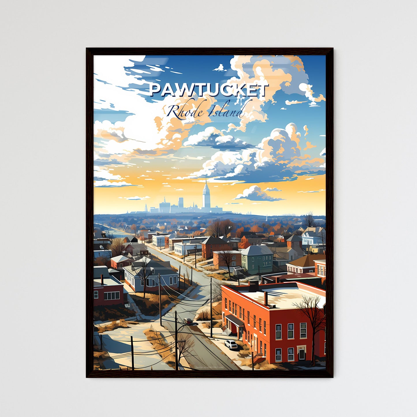 Pawtucket, Rhode Island, A Poster of a city with many buildings and a road Default Title